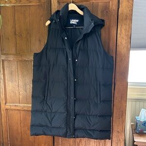Lands' End long Black Quilted Vest